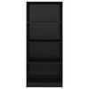 vidaXL Estanter&iacute;a de 4 niveles contrachapada negro brillo 60x24x142 cm