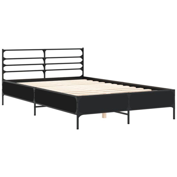 vidaXL Estructura de cama madera de ingenier&iacute;a y metal negro 120x190cm