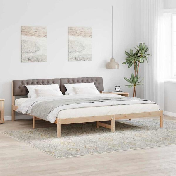 vidaXL Estructura de cama con cabecera Marr&oacute;n y taupe 200 x 200 cm