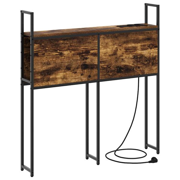 vidaXL Cabecero de Almacenamiento con Estaci&oacute;n de Carga Roble ahumado