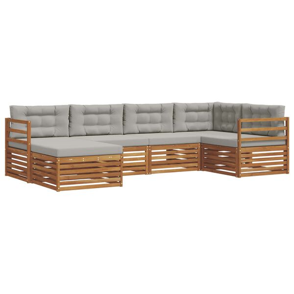 vidaXL Conjunto de sof&aacute;s de exterior 6 pcs Gris Natural y Claro