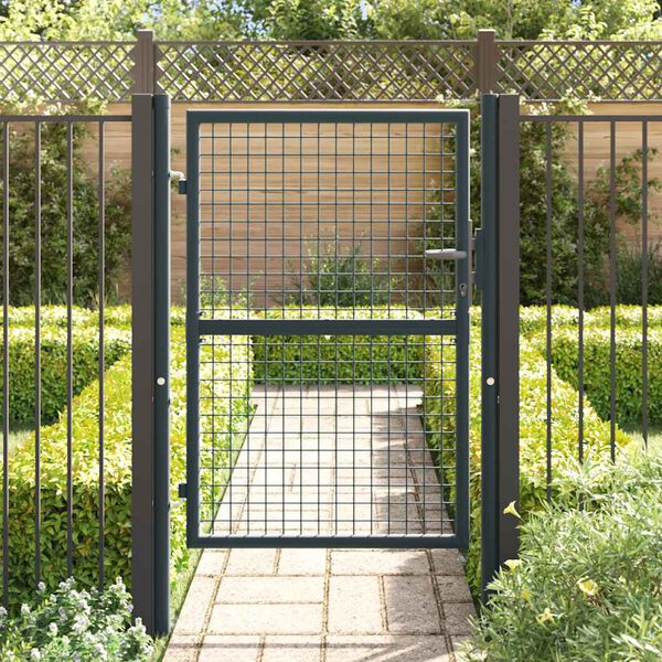 vidaXL Puerta de jardín de malla acero galvanizado 100 x 125 cm gris