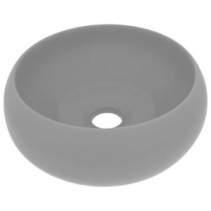 vidaXL Lavabo de lujo redondo cer&aacute;mica gris claro mate 40x15 cm