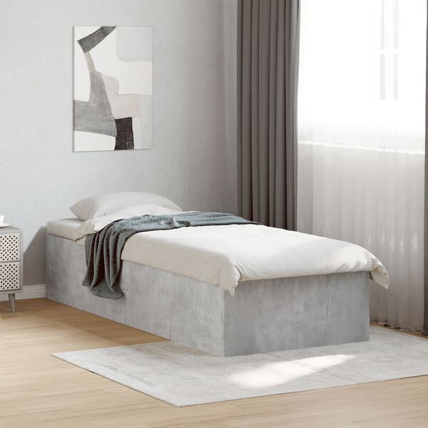 vidaXL Estructura de cama madera de ingenier&iacute;a gris hormig&oacute;n 90x190 cm