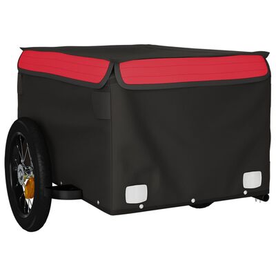vidaXL Remolque para bicicleta hierro negro y rojo 30 kg