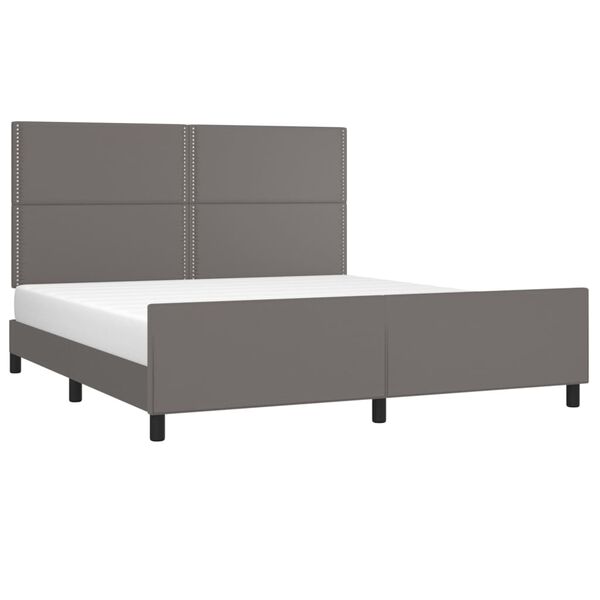 vidaXL Estructura de cama sin colch&oacute;n cuero sint&eacute;tico gris 160x200 cm