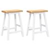 vidaXL Taburetes de bar, 2 unidades, madera maciza blanca, goma