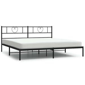 vidaXL Estructura cama sin colch&oacute;n con cabecero metal negro 193x203 cm