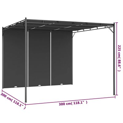 vidaXL Cenador de jardín con cortina lateral gris antracita 3x3x2,25 m