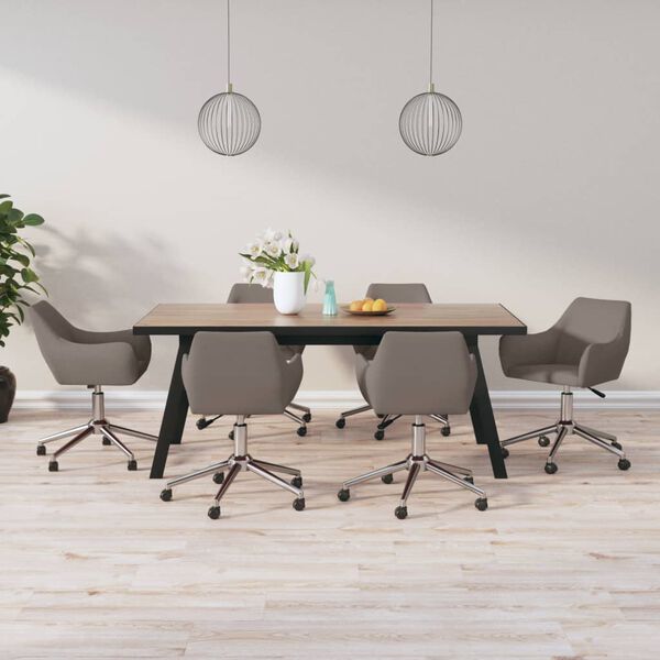 vidaXL Sillas de comedor giratorias 6 unidades tela color gris taupe