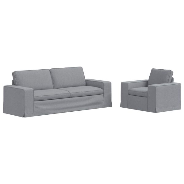 vidaXL Sof&aacute; 2 pcs Gris Claro 182 x 80 x 82 cm tela