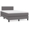 vidaXL Cama box spring con colch&oacute;n LED cuero sint&eacute;tico gris 120x190 cm