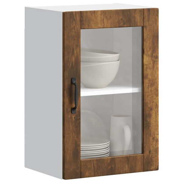 vidaXL Armario de pared para cocina puerta cristal&nbsp;Porto roble ahumado