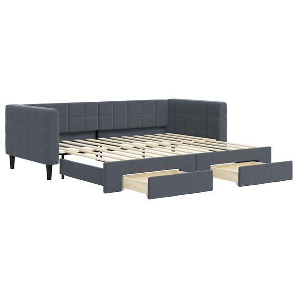vidaXL Sof&aacute; cama nido con cajones terciopelo gris oscuro 90x200 cm