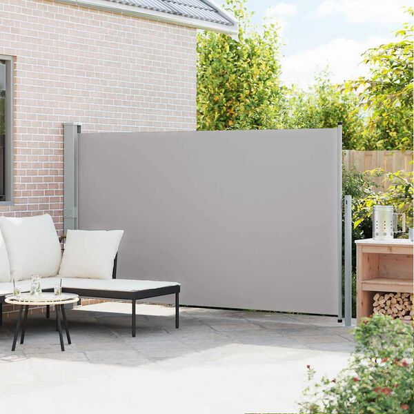 vidaXL Toldo lateral retr&aacute;ctil de jard&iacute;n gris 170x300 cm
