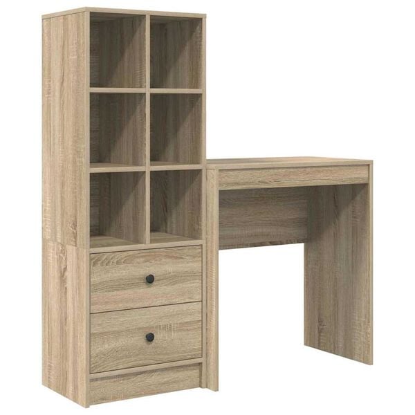 vidaXL Escritorio con caj&oacute;n 2 pcs Roble Sonoma