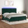 vidaXL Cama box spring colch&oacute;n y LED terciopelo verde oscuro 200x200cm
