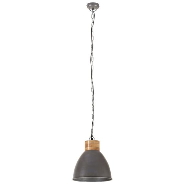 vidaXL L&aacute;mpara colgante industrial hierro gris y madera 46 cm E27