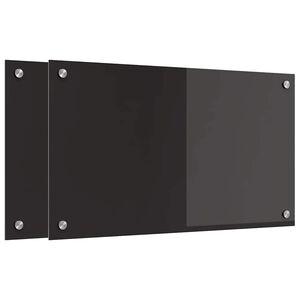vidaXL Salpicadero de cocina 2 pcs Negro 70 x 40 cm vidrio templado
