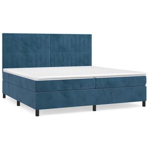 vidaXL Cama box spring con colch&oacute;n terciopelo azul oscuro 200x200 cm