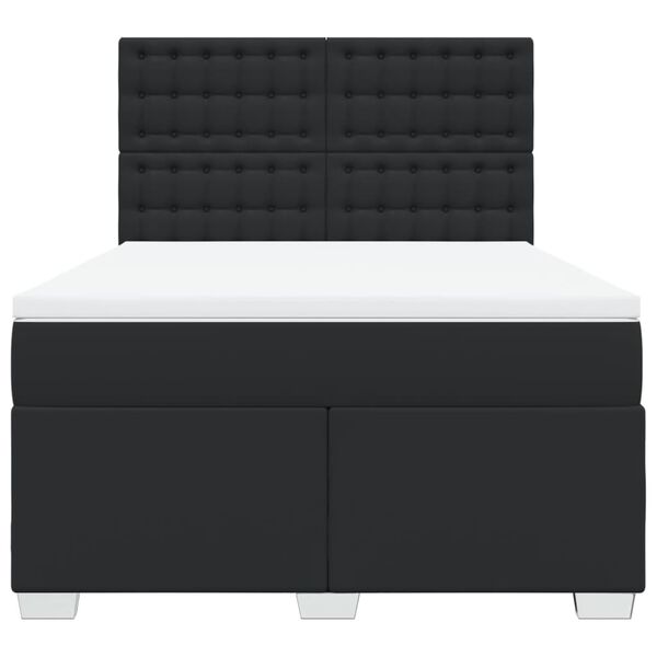 vidaXL Cama box spring con colch&oacute;n cuero sint&eacute;tico negro 160x200 cm
