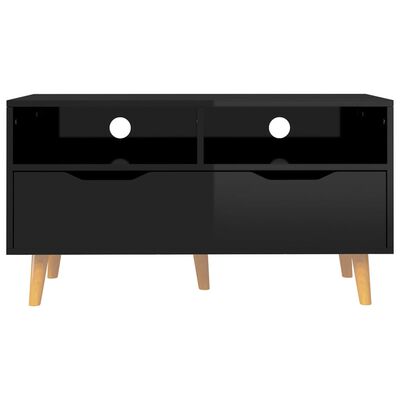 vidaXL Mueble para TV de aglomerado negro brillante 90x40x48,5 cm