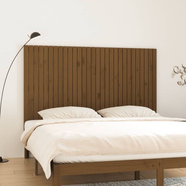 vidaXL Cabecero cama pared madera maciza pino marr&oacute;n miel 185x3x110 cm