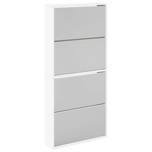 vidaXL Zapatero 4 compartimentos espejo blanco 63x17x134 cm