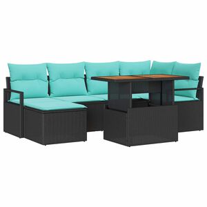 vidaXL Conjunto de Comedor de Jard&iacute;n 7 pcs Negro y Verde Azulado