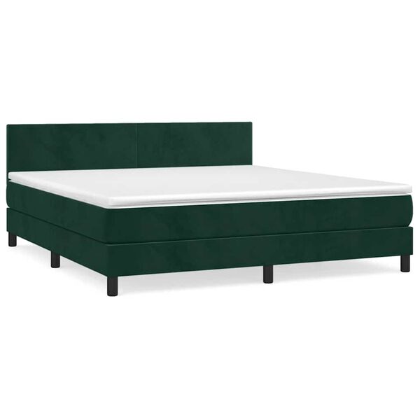 vidaXL Cama box spring con colch&oacute;n terciopelo verde oscuro 180x200 cm