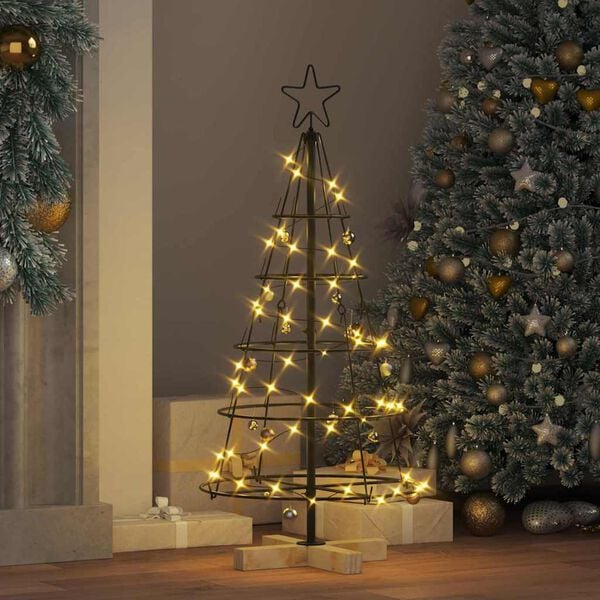 vidaXL &Aacute;rbol Cono de Navidad con soporte Negro 90 cm Acero