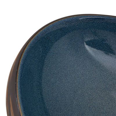 vidaXL Lavabo sobre encimera ovalado cerámica marrón y azul 59x40x15cm