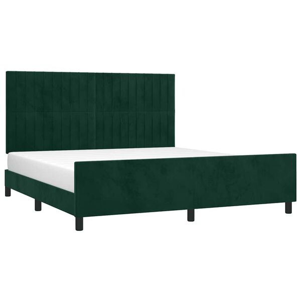 vidaXL Estructura cama sin colch&oacute;n terciopelo verde oscuro 160x200 cm