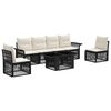 vidaXL Conjunto de sof&aacute;s de jard&iacute;n 7 uds. Negro y Blanco Crema
