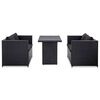 vidaXL Set de muebles de jard&iacute;n 3 pzas y cojines rat&aacute;n sint&eacute;tico negro