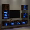 vidaXL Muebles TV pared con LED 5 pzas madera ingenier&iacute;a roble ahumado
