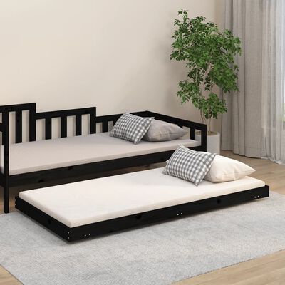 vidaXL Estructura de cama madera maciza de pino negro 75x190 cm