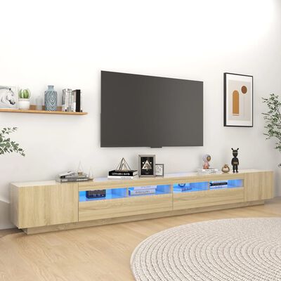 vidaXL Armario TV con luces LED color roble Sonoma 300x35x40 cm