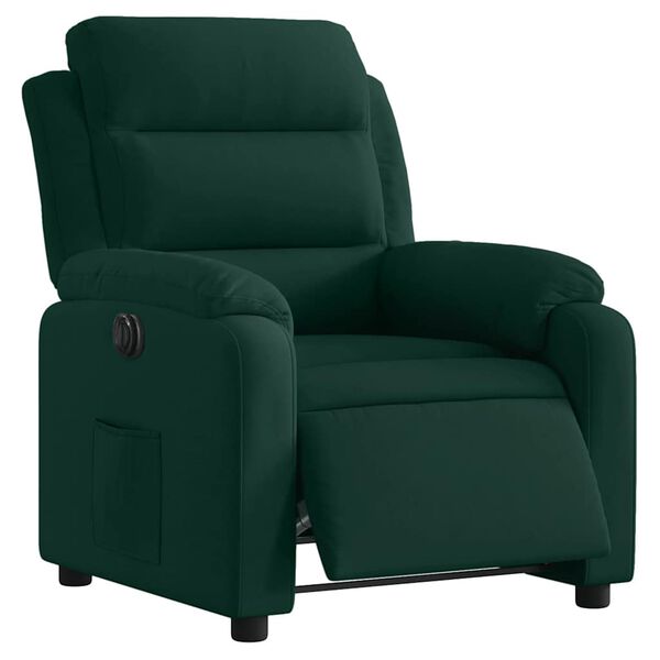 vidaXL Sill&oacute;n reclinable el&eacute;ctrico de terciopelo verde oscuro