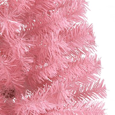 vidaXL Medio árbol de Navidad artificial con soporte PVC rosa 240 cm