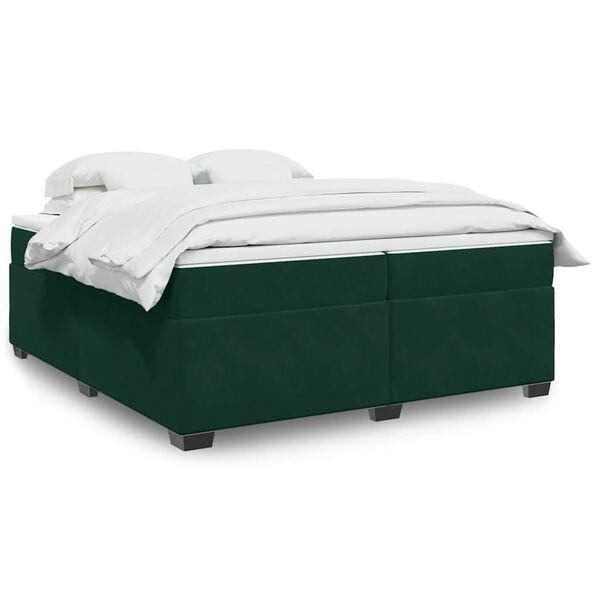 vidaXL Cama box spring con colch&oacute;n terciopelo verde oscuro 200x200 cm