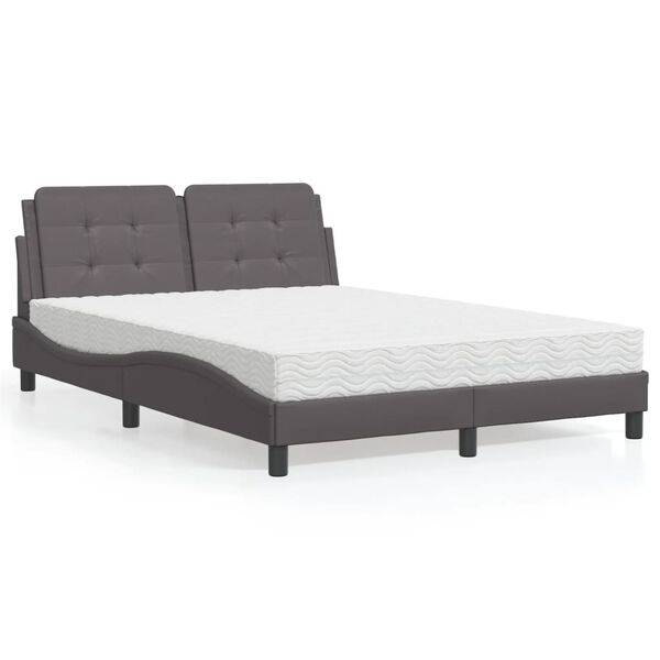 vidaXL Estructura de cama sin colch&oacute;n Zadar cuero sint&eacute;tico gris 120x200 cm