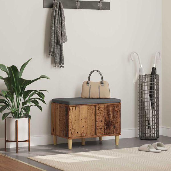 vidaXL Banco de entrada con coj&iacute;n Madera vieja 60 x 38 x 46 cm