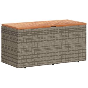 vidaXL Caja de almacenaje jard&iacute;n madera acacia rat&aacute;n gris 110x50x54 cm