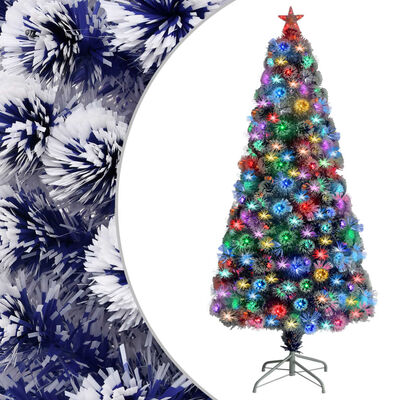 vidaXL Árbol de Navidad artificial LED fibra óptica blanco azul 150 cm