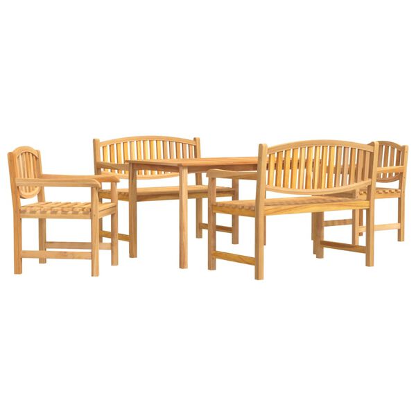 vidaXL Juego de comedor para jard&iacute;n 5 piezas madera maciza de teca