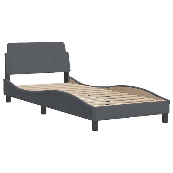 vidaXL Estructura de cama sin colch&oacute;n Hanko terciopelo gris oscuro 90x190 cm