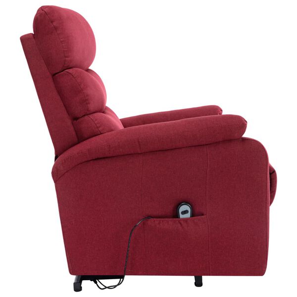 vidaXL Sillón de masaje elevable tela rojo tinto