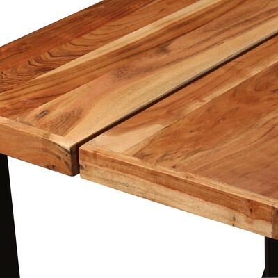 vidaXL Set muebles de bar 7 pzas madera maciza acacia y cuero genuino