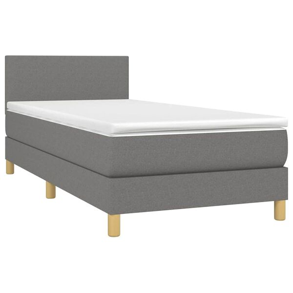 vidaXL Cama box spring con colch&oacute;n tela gris oscuro 80x200 cm